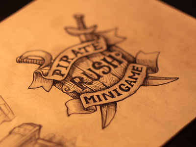 Pirate Rush Minigame Sketch chest flag game icon minigame paper pirate rush sketch sword vintage wood
