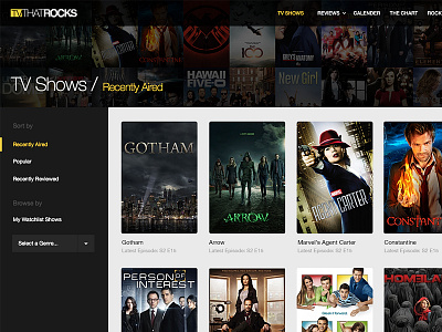 Tv That Rocks - Shows dark ui web webdesign