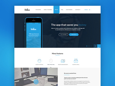 Lexi (Renamed) app blue dark icons landing page mobile app web app