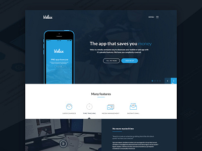 Lexi dark app blue dark icons landing page mobile app web app