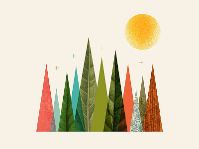 Texture Forest abstract collage forest josh warren leaf pattern stars sun texture tree wood