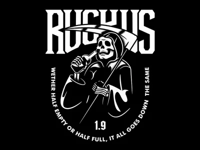 Empty alcohol badge bones bottle crew death grim reaper ruckus skull