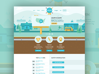 Energy for Education bus energy for education flat design horizontal scrolling illustration parallax school ui