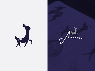 Fawn Studio branding deer elegant seagulls fawn font logo logotype mark nature script