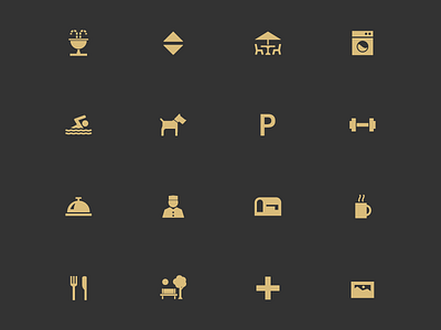 Apartment icons set amenities apartment art courtyard dryer elevator icons mail park parking washer