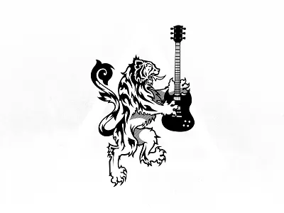 Dex Dexign Logo guitar heraldic icon illustration lion logo rock vector