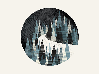 Pine - Winter black blue dark illustration winter