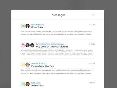 Messages Overview app chat clean clear icons simple ui user experience user interface ux web