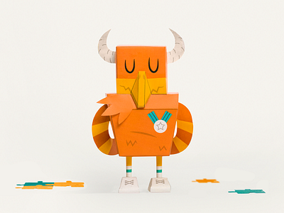 Monsters in my belly 7 art bird horn monsters monstros orange orgulho paper papercraft proud toy