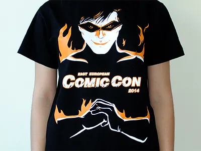 Superhero T-Shirt comic con fight fire flames mask power superhero