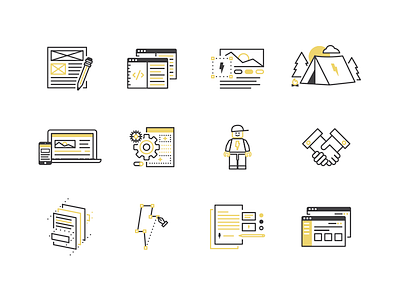 Web & Brand Process Icons branding building camp design front end ia logo prototype ui ux wireframe