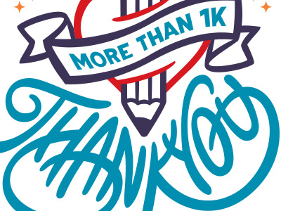 More than 1k clean facebbok followers illustration lettering likes portugal tattoo vector