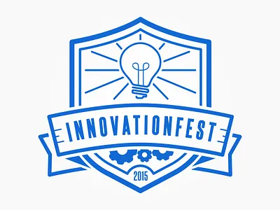 Innovationfest Shield Logo 2015 gears light bulb line logo shield