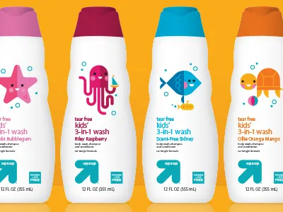 up&up Bath Wash characters cute fish illustration kids octopus starfish turtle