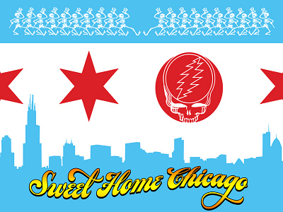 Dead Chicago Mail Oder 2 bolt chicago cityscape dead grateful mail skeleton star