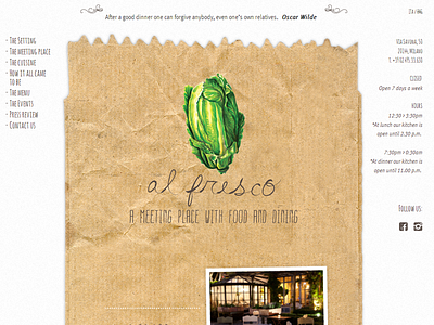 Al fresco paper restaurant website