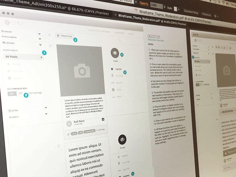 Wireframe TINT Moderation wireframe