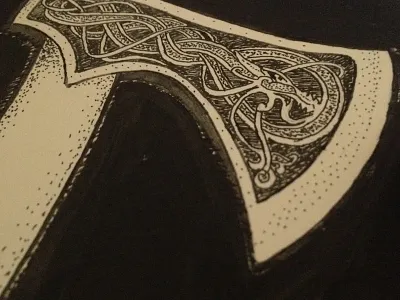 Viking axe axe black ink rotring sketch viking