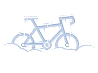 Longing for Spring - Snow Bike bicycle bike blue frozen ice illustration ride wheels winter
