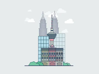 Kuala Lumpur flat illustration kuala lumpur