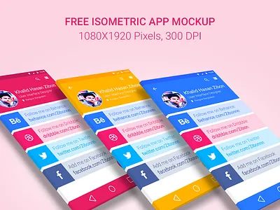 Free Isometric App Mockup android app full hd ios isometric material mockup