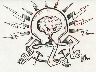 Elecrobrain illustration ink monster sketch