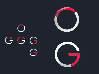 OvertonGraphics Simplified Logo Design circle design flat gradient logo red simple white