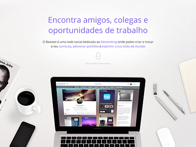 Bewoot's landing page #2 clean desk landing minimal page