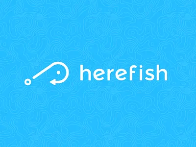Herefish brand fish fishhook illustration logo