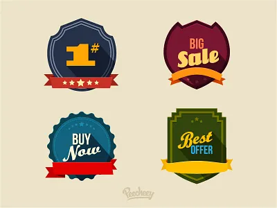 Stickers - long shadow style adobe free labels retro stickers vector