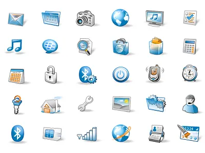 AT&T BlackBerry Icons browser calculator calendar camera icons key mail music photos pictures power wrench