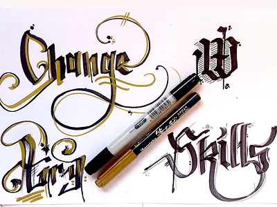 Calligraphy again black calligraphy change gold lettering silver skills try typography