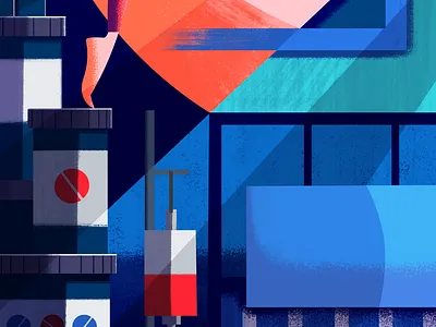 New Beginnings blue contrast editorial geometric illustration orange texture