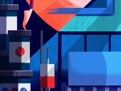 New Beginnings blue contrast editorial geometric illustration orange texture