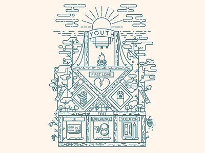 Youth ai flat illustration line oldstuff things vector youth