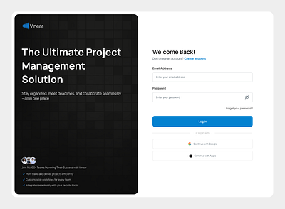 Login page - Project management platform login ui uidesign web