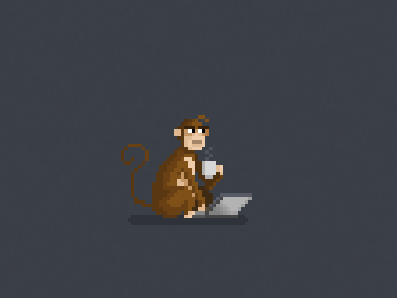 Code monkey chimp code coding coffee monkey pixel art pixels