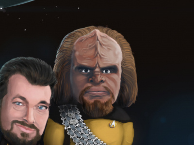 Worf! detail finished illustration star trek