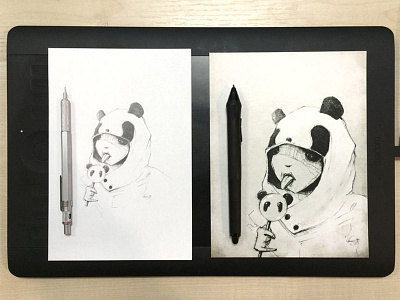 panda art drawing graphic illusign illustration painting pencil