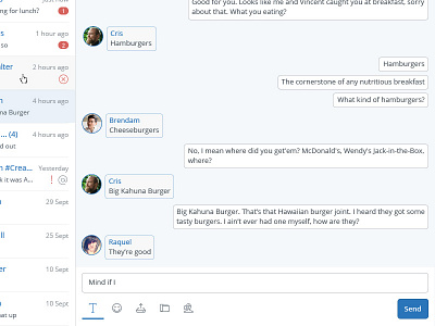 Inbox chat interface ui