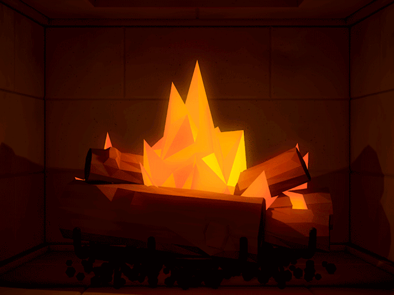 Yule Log 3d animated c4d gif loop lowpoly