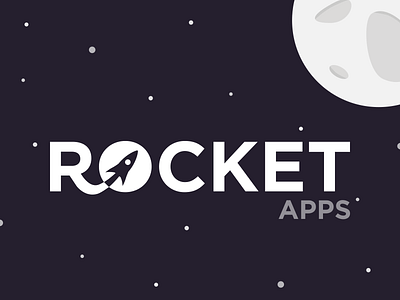 Rocket Apps apps design logo moon rocket space stars theme