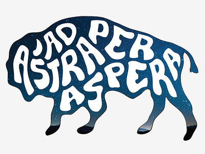 Ad Astra Per Aspera ad astra buffalo hand lettering kansas stars typography