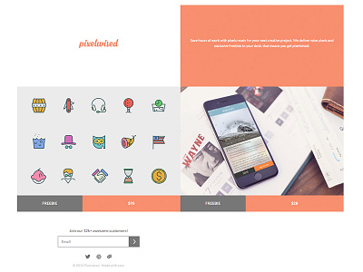 Pixelwised Landing Page freebie icons imockps mockups premium swifticons