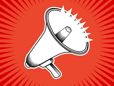 megaphone attention beige icon loud megaphone orange speaker white