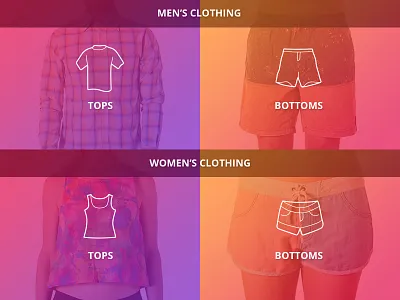 Menswear / Womenswear brand catalogue categories clothing menu mobile navigation product shop ui website