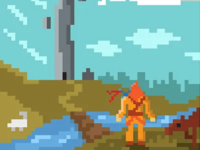 Art for my potential game project adventure concept fantasy game hero mobile modern pixel pixelart rpg sword tower