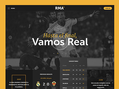 RMA FOOTBALL CONCEPT flat football game madrid real site soccer sport ui web