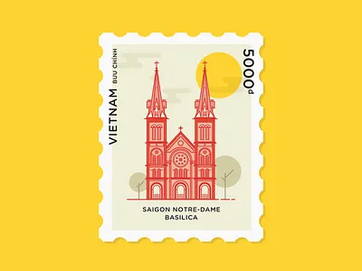 Saigon Notre-Dame Basilica stamp basilica hungtr.huy icons saigon stamp trinhhuyhung vietnam