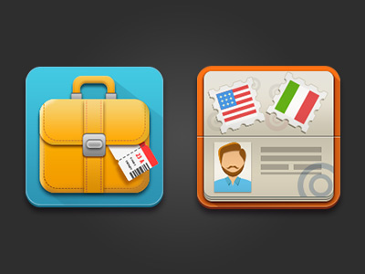Have a nice flight airport bag flat icon icons passport